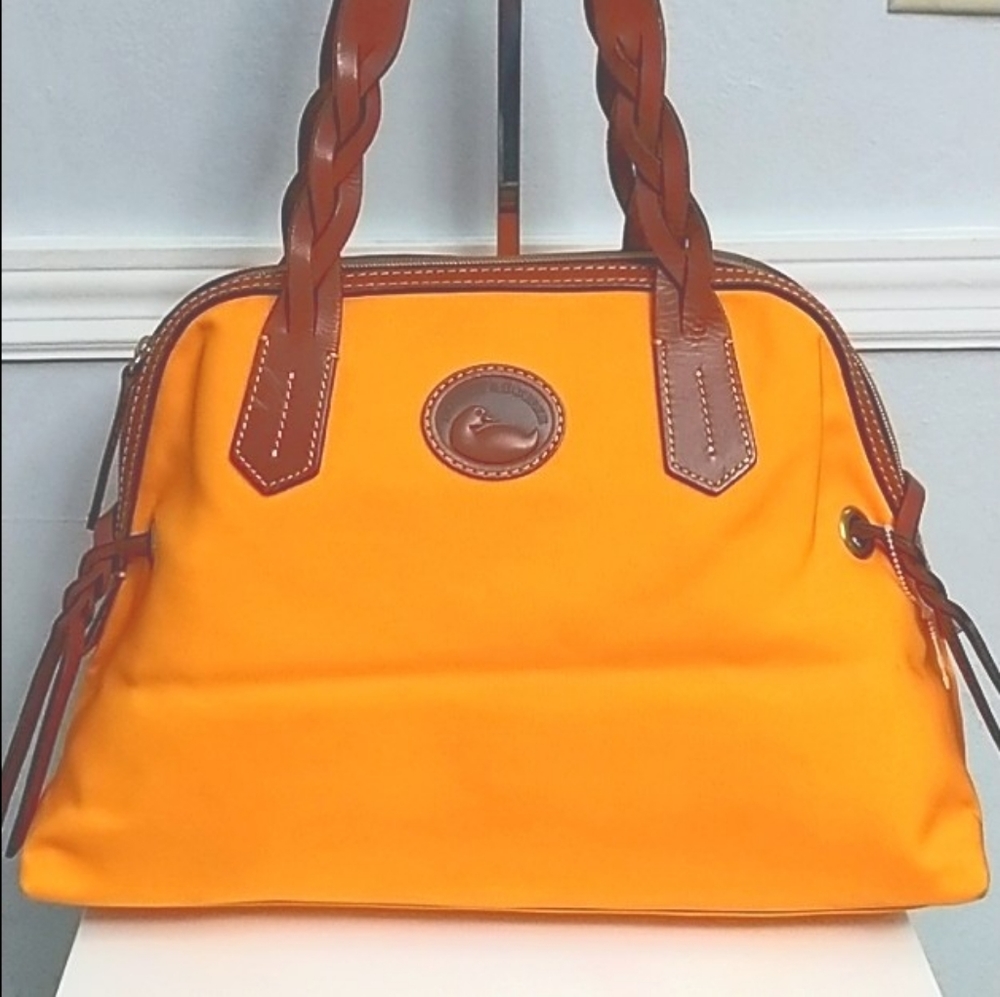 Dooney and Bourke Nylon Large Orange Domed Satchel